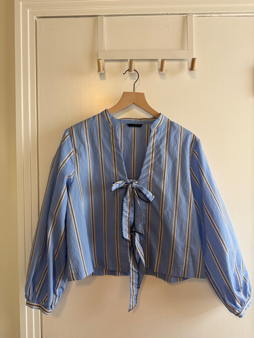 Zara: Striped Bow Front Blouse